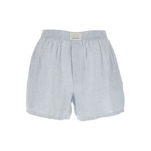 Erl Men Men's Blue Linen 'Boxer' Checkered Shorts